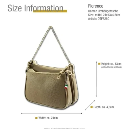 Florence Doppel Damen Tasche Echtleder taupe OTF826C
