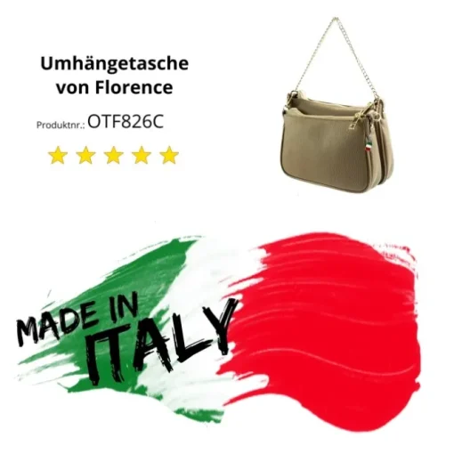 Florence Doppel Damen Tasche Echtleder taupe OTF826C