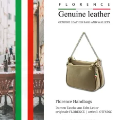 Florence Doppel Damen Tasche Echtleder taupe OTF826C