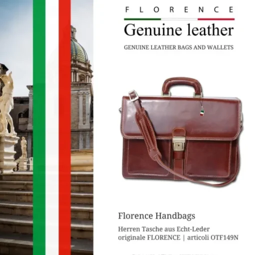 Florence Echtleder Aktentasche Herren Damen braun Businesstasche OTF149N