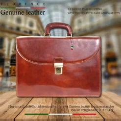Florence Echtleder Aktentasche Herren Damen braun Businesstasche OTF151N