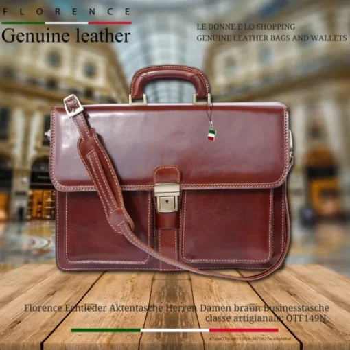 Florence Echtleder Aktentasche Herren Damen braun Businesstasche OTF149N