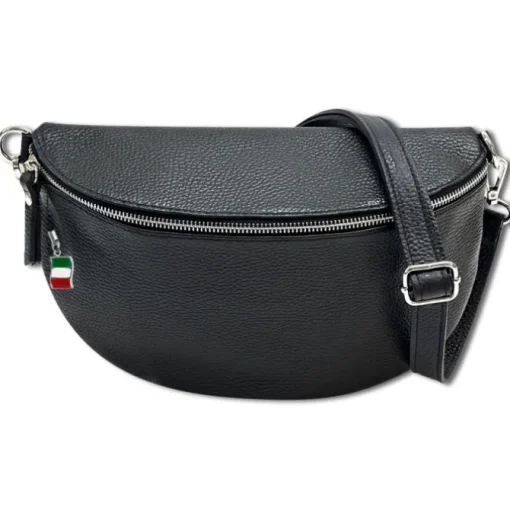 Florence Echtleder Bauchtasche groß Damen schwarz Jugend OTF825S
