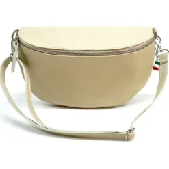 Florence Echtleder Bauchtasche groß Damen beige Jugend OTF825I
