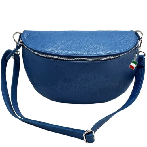 Florence Echtleder Bauchtasche groß Damen blau Jugend OTF825M