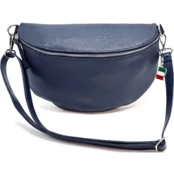 Florence Echtleder Bauchtasche groß Damen blau Jugend OTF825B