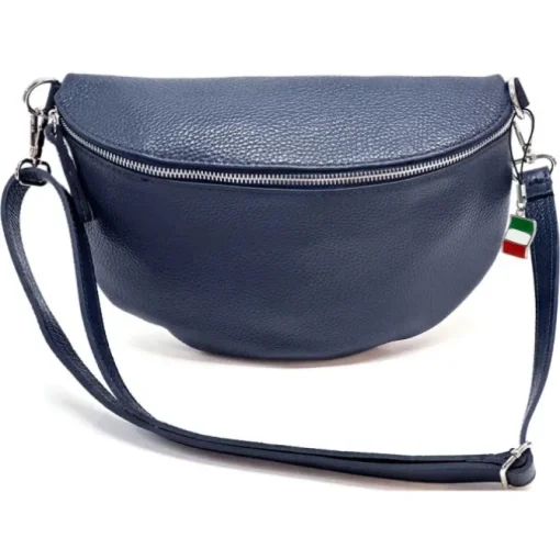 Florence Echtleder Bauchtasche groß Damen blau Jugend OTF825B