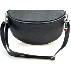 Florence Echtleder Bauchtasche groß Damen schwarz Jugend OTF825S