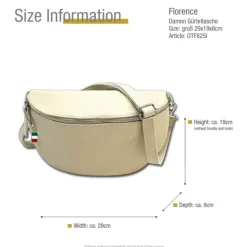 Florence Echtleder Bauchtasche groß Damen beige Jugend OTF825I