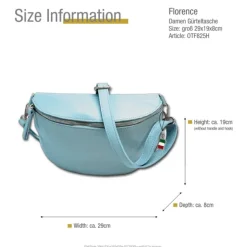 Florence Echtleder Bauchtasche groß Damen hellblau Jugend OTF825H