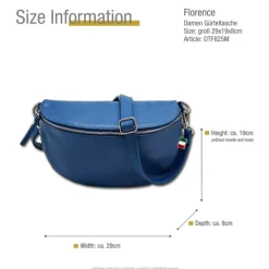 Florence Echtleder Bauchtasche groß Damen blau Jugend OTF825M
