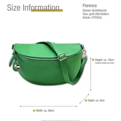 Florence Echtleder Bauchtasche groß Damen hellgrün Jugend OTF825L