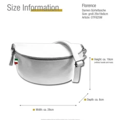 Florence Echtleder Bauchtasche groß Damen weiß Jugend OTF825W