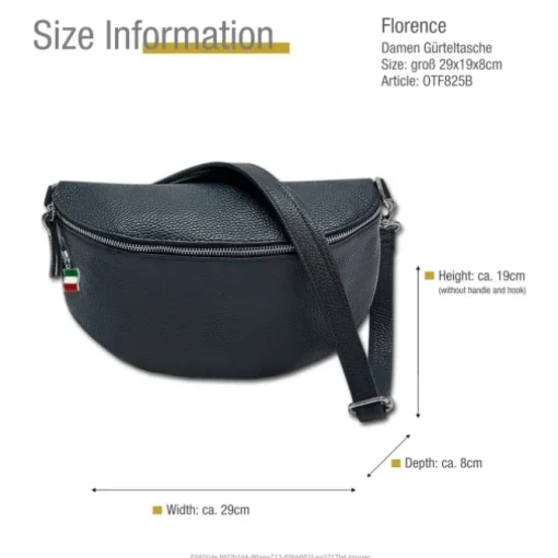 Florence Echtleder Bauchtasche groß Damen blau Jugend OTF825B