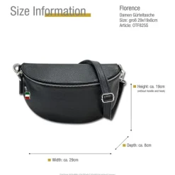 Florence Echtleder Bauchtasche groß Damen schwarz Jugend OTF825S