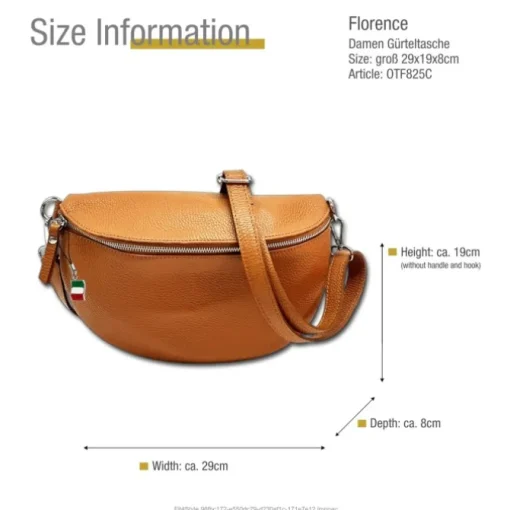 Florence Echtleder Bauchtasche groß Damen braun/tan Jugend OTF825C