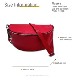 Florence Echtleder Bauchtasche groß Damen rot Jugend OTF825R