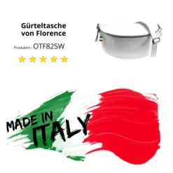 Florence Echtleder Bauchtasche groß Damen weiß Jugend OTF825W