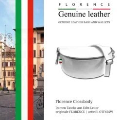 Florence Echtleder Bauchtasche groß Damen weiß Jugend OTF825W