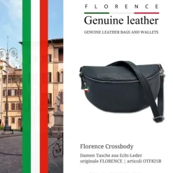 Florence Echtleder Bauchtasche groß Damen blau Jugend OTF825B