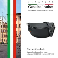 Florence Echtleder Bauchtasche groß Damen schwarz Jugend OTF825S