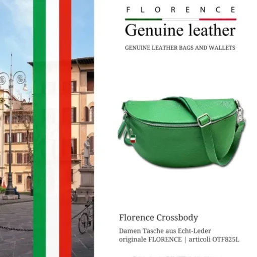 Florence Echtleder Bauchtasche groß Damen hellgrün Jugend OTF825L