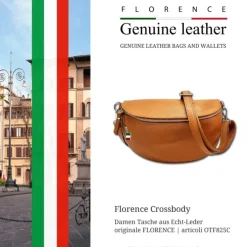Florence Echtleder Bauchtasche groß Damen braun/tan Jugend OTF825C