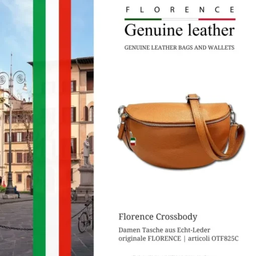 Florence Echtleder Bauchtasche groß Damen braun/tan Jugend OTF825C