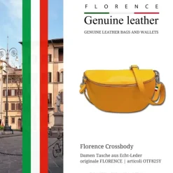 Florence Echtleder Bauchtasche groß Damen gelb Jugend OTF825Y