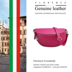 Florence Echtleder Bauchtasche groß Damen fuchsia Jugend OTF825P