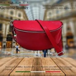 Florence Echtleder Bauchtasche groß Damen rot Jugend OTF825R