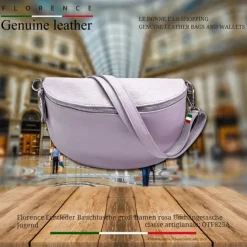 Florence Echtleder Bauchtasche groß Damen rosa Jugend OTF825A