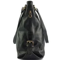 Florence Echtleder Damen schwarz Henkeltasche Shopper OTF136S