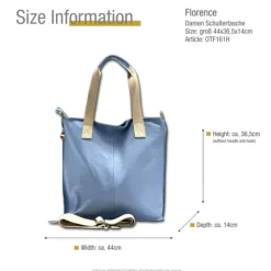 Florence Echtleder Damen hellblau Shopper OTF161H
