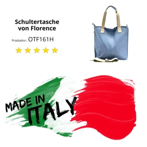 Florence Echtleder Damen hellblau Shopper OTF161H