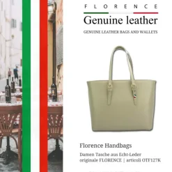 Florence Echtleder Damen taupe Businesstasche Shopper OTF127K