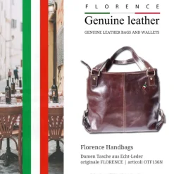 Florence Echtleder Damen braun Henkeltasche Shopper OTF136N