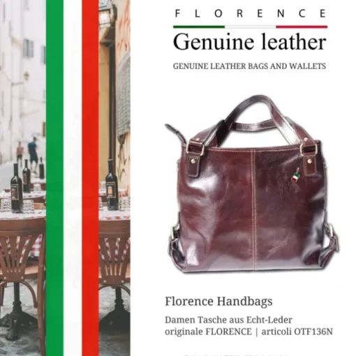 Florence Echtleder Damen braun Henkeltasche Shopper OTF136N