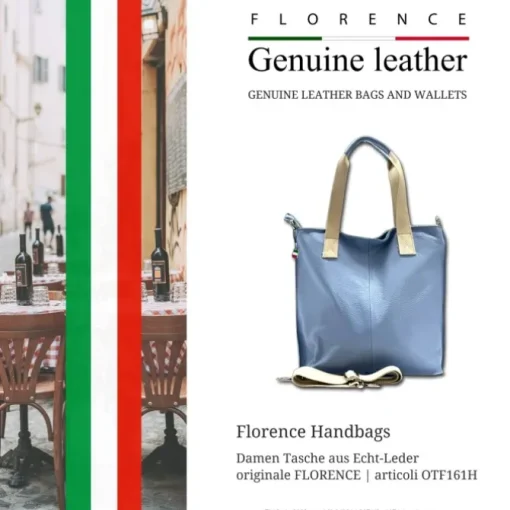 Florence Echtleder Damen hellblau Shopper OTF161H