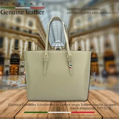 Florence Echtleder Damen taupe Businesstasche Shopper OTF127K