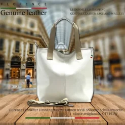 Florence Echtleder Damen weiß Shopper OTF161W