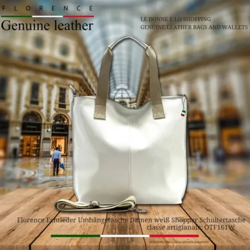 Florence Echtleder Damen weiß Shopper OTF161W