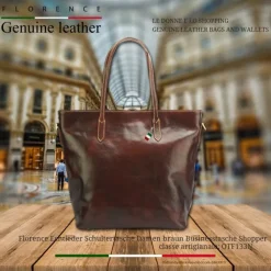 Florence Echtleder Damen braun Businesstasche Shopper OTF133N
