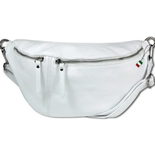 Florence Echtleder Gürteltasche extra groß Damen weiß Bauchtasche Jugend OTF820W