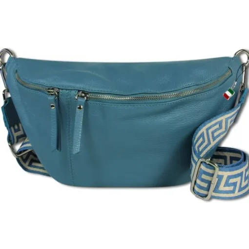Florence Echtleder Gürteltasche Damen extra groß jeansblau Bauchtasche Jugend OTF821F