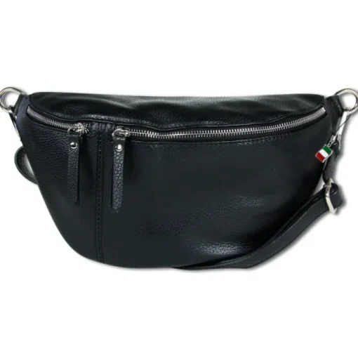 Florence Echtleder Gürteltasche extra groß Damen schwarz Bauchtasche Jugend OTF820S