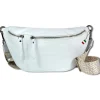 Florence Echtleder Gürteltasche Damen extra groß weiß Bauchtasche Jugend OTF821W