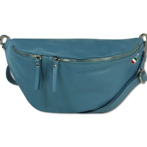 Florence Echtleder Gürteltasche Damen extra groß jeansblau Bauchtasche Jugend OTF821F