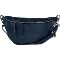 Florence Echtleder Gürteltasche Damen extra groß blau Bauchtasche Jugend OTF821B