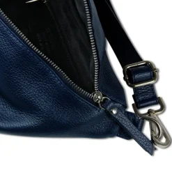 Florence Echtleder Gürteltasche Damen extra groß blau Bauchtasche Jugend OTF821B